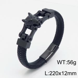 Stainless Steel Leather Bracelet - KB148691-KFC