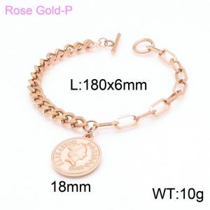 Stainless Steel Rose Gold-plating Bracelet - KB148944-KLX