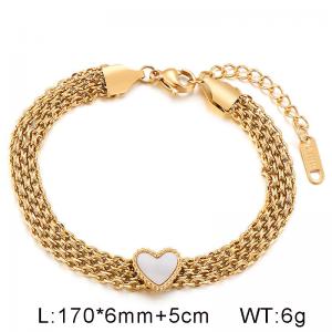 European and American trend stainless steel multi-layer peach heart women's shell bracelet - KB149622-KLX