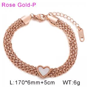 European and American trend stainless steel multi-layer peach heart women's shell bracelet - KB149623-KLX
