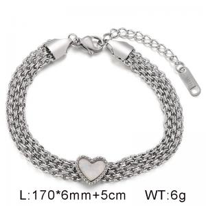 European and American trend stainless steel multi-layer peach heart women's shell bracelet - KB149624-KLX