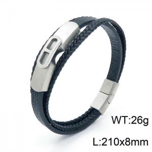 Stainless Steel Leather Bracelet - KB149726-KLHQ