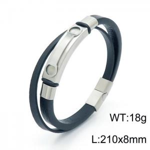 Stainless Steel Leather Bracelet - KB149732-KLHQ