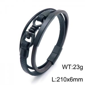 Stainless Steel Leather Bracelet - KB149737-KLHQ