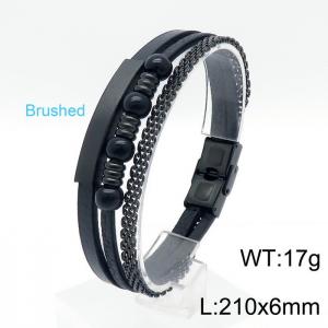 Stainless Steel Leather Bracelet - KB149827-KLHQ
