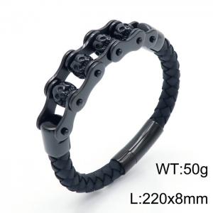 Stainless Steel Leather Bracelet - KB150313-KFC