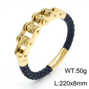 Stainless Steel Leather Bracelet - KB150314-KFC