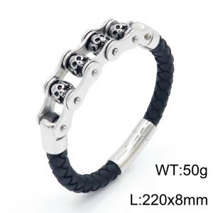 Stainless Steel Leather Bracelet - KB150315-KFC