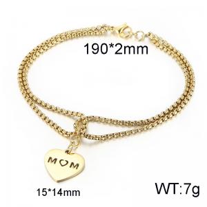 Fashion Titanium Steel Double Layer Pearl Chain Letter MOM Heart Mother's Day Bracelet - KB150585-Z