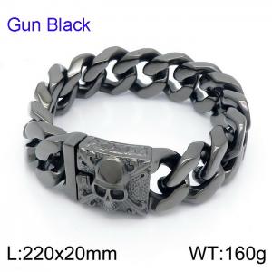 Cuban chain thick bracelet men's stainless steel skull Gun black Bracelet - KB150674-KJX