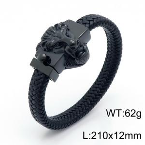 Stainless Steel Leather Bracelet - KB150800-KFC