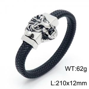 Stainless Steel Leather Bracelet - KB150801-KFC