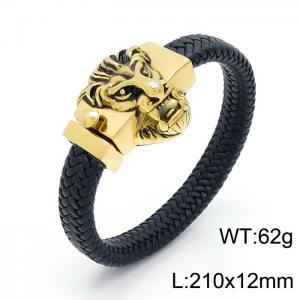 Stainless Steel Leather Bracelet - KB150802-KFC