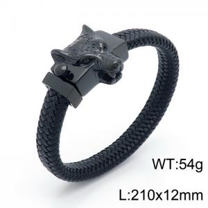 Stainless Steel Leather Bracelet - KB150803-KFC