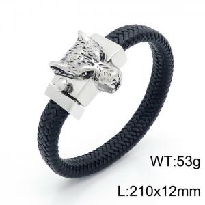 Stainless Steel Leather Bracelet - KB150804-KFC