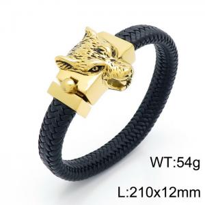 Stainless Steel Leather Bracelet - KB150805-KFC