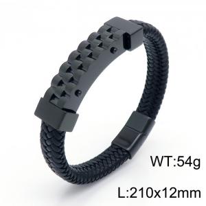 Stainless Steel Leather Bracelet - KB151033-KFC