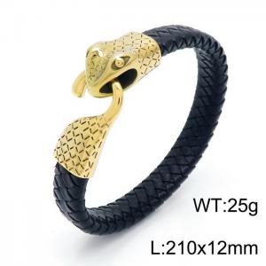 Stainless Steel Leather Bracelet - KB151515-YY