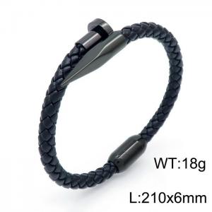Stainless Steel Leather Bracelet - KB151520-YY