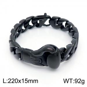 Black Fist Set Cast Lobster Button Men's Bright Face Bracelet - KB151750-JX