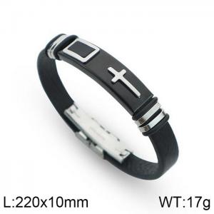 Stainless Steel Leather Bracelet - KB152469-WGDL