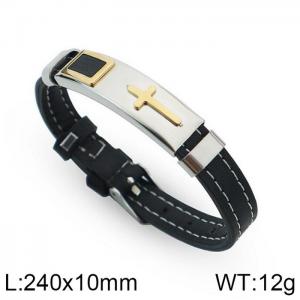 Stainless Steel Leather Bracelet - KB152470-WGDL