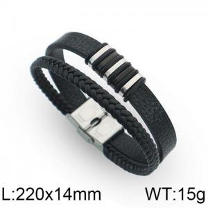 Stainless Steel Leather Bracelet - KB152476-WGDL