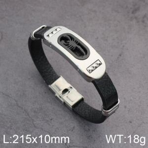 Stainless Steel Leather Bracelet - KB152485-WGDL