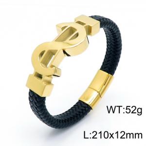 Stainless Steel Leather Bracelet - KB152691-KFC