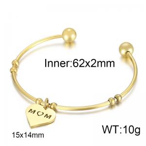 Large titanium steel heart-shaped bracelet gold stainless steel open bracelet MOM Mother's Day gift - KB152717-Z