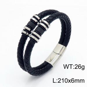 Stainless Steel Leather Bracelet - KB153061-YY