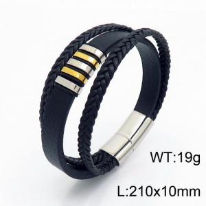 Stainless Steel Leather Bracelet - KB153067-YY