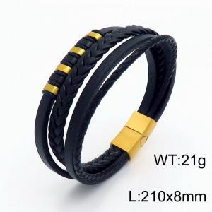 Stainless Steel Leather Bracelet - KB153068-YY