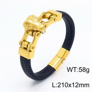 Stainless Steel Leather Bracelet - KB153084-KFC