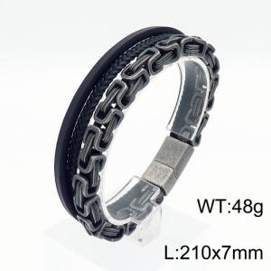 Stainless Steel Leather Bracelet - KB153088-KFC
