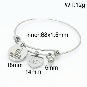 Mother's Day gift love mi mama titanium steel heart-shaped telescopic women's bracelet Bangle - KB153306-Z