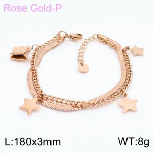 Stainless Steel Rose Gold-plating Bracelet - KB154066-KFC