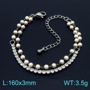 Stainless Steel Stone Bracelet - KB154243-Z