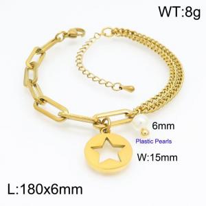 Stainless Steel Gold-plating Bracelet - KB154256-Z