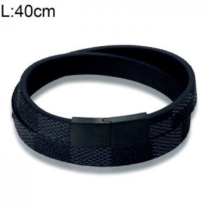 Stainless Steel Leather Bracelet - KB154661-WGYY