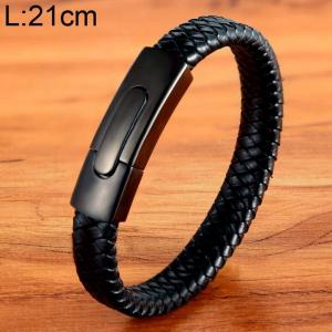 Stainless Steel Leather Bracelet - KB154674-WGYY