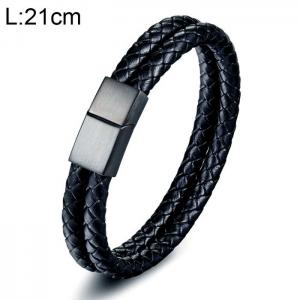 Stainless Steel Leather Bracelet - KB154719-WGYY