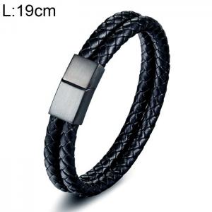 Stainless Steel Leather Bracelet - KB154720-WGYY