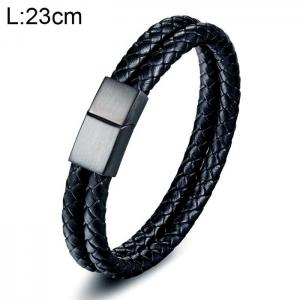 Stainless Steel Leather Bracelet - KB154721-WGYY