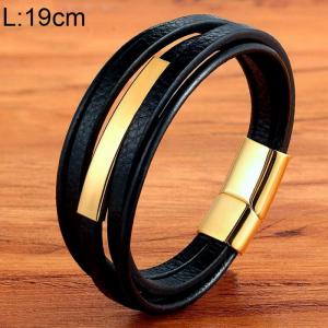 Stainless Steel Leather Bracelet - KB154725-WGYY
