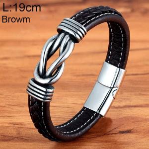 Stainless Steel Leather Bracelet - KB154738-WGYY