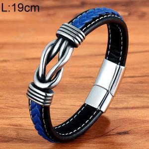 Stainless Steel Leather Bracelet - KB154741-WGYY