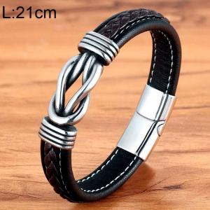 Stainless Steel Leather Bracelet - KB154743-WGYY