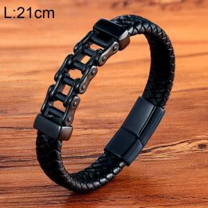 Stainless Steel Leather Bracelet - KB154750-WGYY