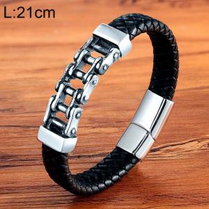 Stainless Steel Leather Bracelet - KB154753-WGYY